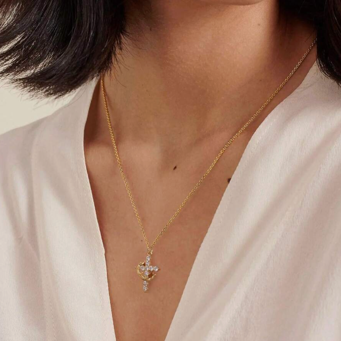 Cross and Crown Necklace