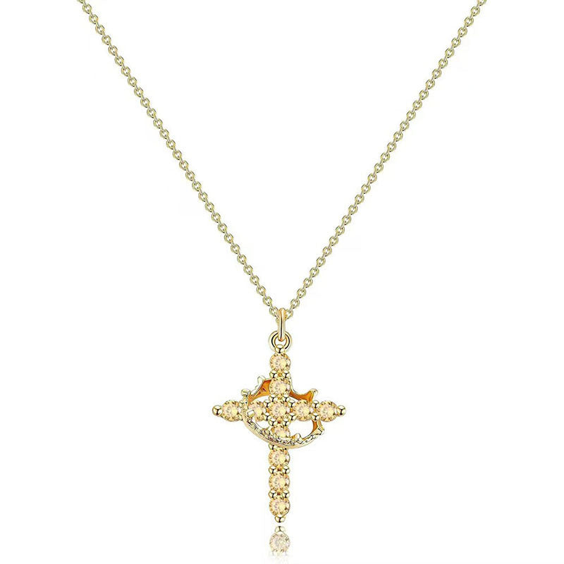 Cross and Crown Necklace